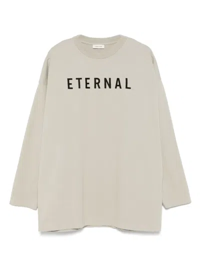 Fear Of God Eternal Oversized Logo-flocked Cotton-jersey T-shirt In Gray