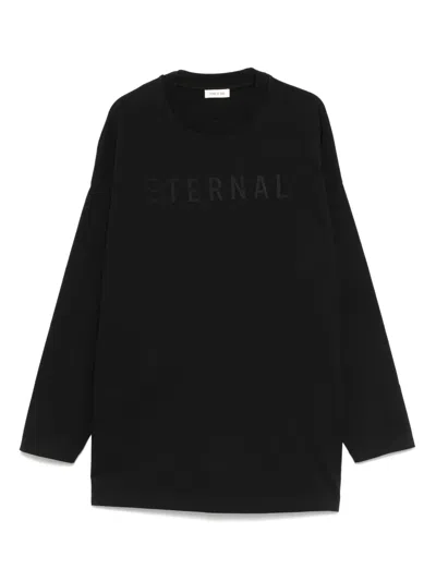 Fear Of God Logo Patch Long Sleeve Tee In Black