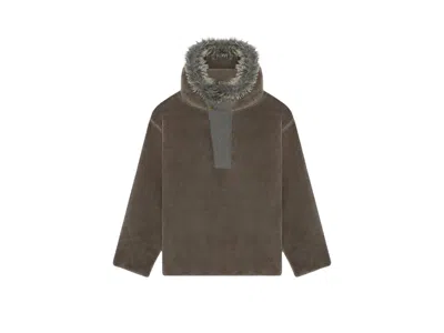 Pre-owned Fear Of God Faux Fur Sherpa Parka Jacket In Melange Grey/brown