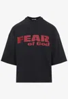 Fear Of God Fear Is Gone Oversized Logo-print Cotton-jersey T-shirt In Black
