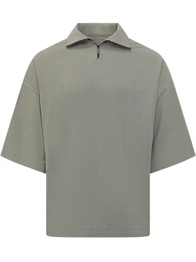 Fear Of God Polo  Grigia In Tessuto Leggero Con Zip In Gray