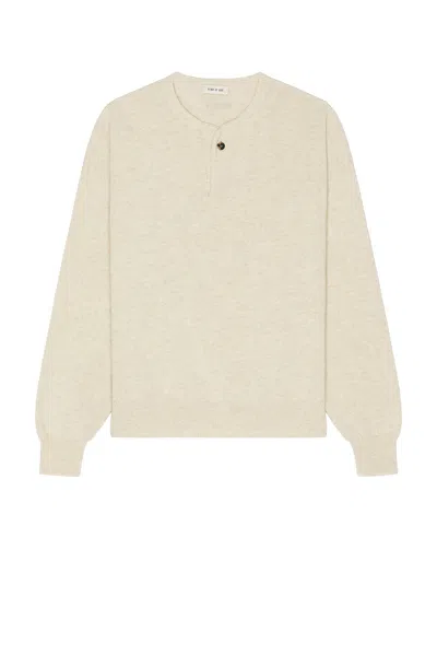 Fear Of God Fine Knit Henley In Heather Beige