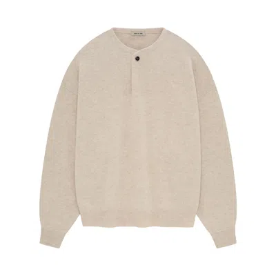 Pre-owned Fear Of God Fine Knit Henley 'heather Beige' | Tan | Men's Size M In Brown