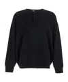 Fear Of God Henley Black Crewneck Sweater With Logo Patch On The Rear In Wool Man In Black