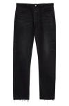 Fear Of God Five-pocket Raw Hem Straight Leg Jeans In Black