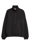 Fear Of God Fleece Half Zip Pullover In Black