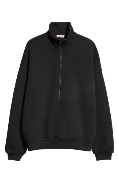 Fear Of God Fleece Half Zip Pullover In Black