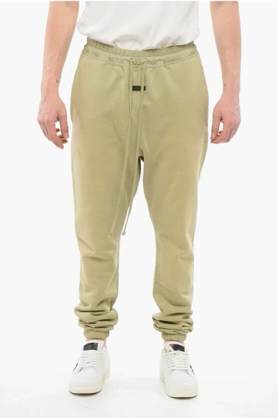 Fear Of God Fleeced Cotton Sweatpants With Nylon Detail In Beige