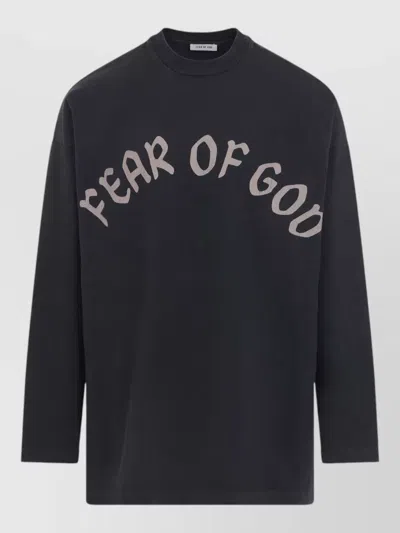 Fear Of God Fog Logo Crew Neck Long Sleeve T-shirt In Black