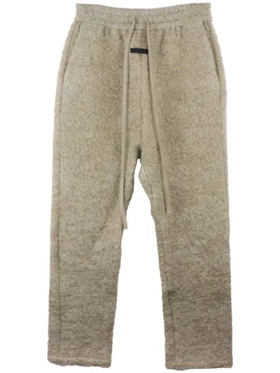 Fear Of God Forum Straight-leg Logo-appliquéd Virgin Wool-blend Bouclé Drawstring Trousers In Neutrals