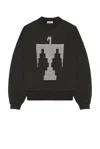 Fear Of God French Terry Crewneck Thunderbird Grey Print Sweatshirt In Black