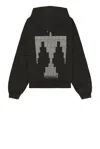 Fear Of God French Terry Overlapped Thunderbird Grey Print Hoodie In Black