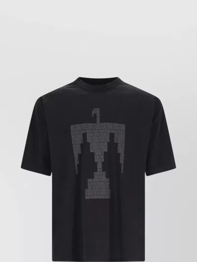 Fear Of God Graphic Print Crew Neck Short Sleeve Top In Black