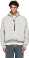 Fear Of God Gray Athletics Half Zip Hoodie In Green