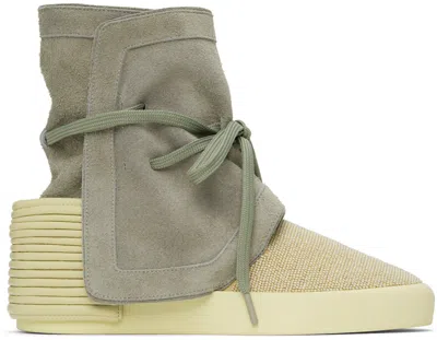 Fear Of God Grey Moc High Trainers In Elephant/natural
