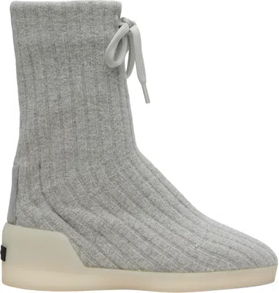 Fear Of God Gray Moc Knit High Sneakers In Grey