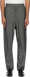 Fear Of God Gray Oxford Drawstring Eternal Trousers In Melange Titanium