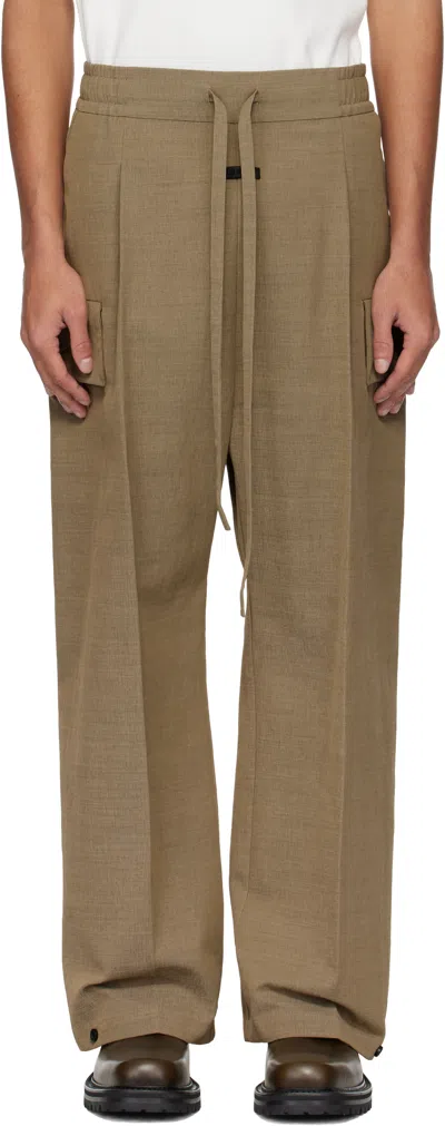 Fear Of God Gray Wide Leg Cargo Pants In Melange Beige