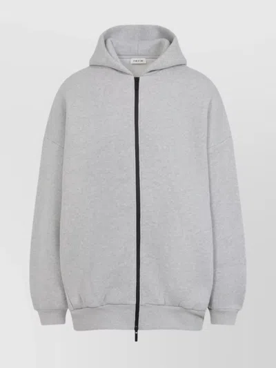 Fear Of God Grey Cotton Blend Zip Hoodie In Gray
