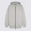 Fear Of God Grey Cotton Blend Zip Hoodie In Gray