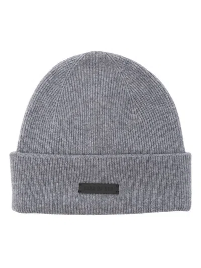 FEAR OF GOD GREY LOGO BEANIE HAT