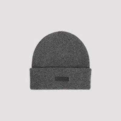 FEAR OF GOD GREY LOGO BEANIE HAT