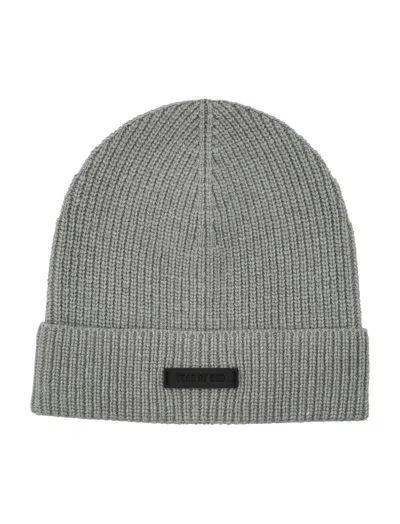 FEAR OF GOD MEN GREY LOGO BEANIE HAT, ONESIZE LUXURY FOR MEN DARVEYS
