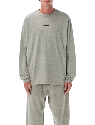 Fear Of God Grey Long Sleeves Logo T-shirt In Gray