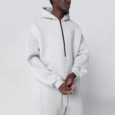 Fear Of God Grey Mélange Hooded Sweatshirt With Zip In Gray