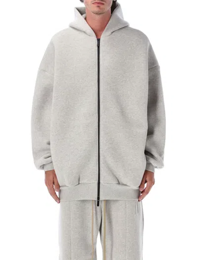 Fear Of God Men Grey Oversized Zipped Hoodie, M Luxury Sweatshirts & Hoodies For Men Darveys In Gray
