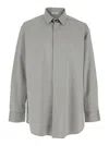 Fear Of God Grey Shirt With Classic Collar And Logo Patch On The Rear In Cotton And Wool Blend Man In Grey