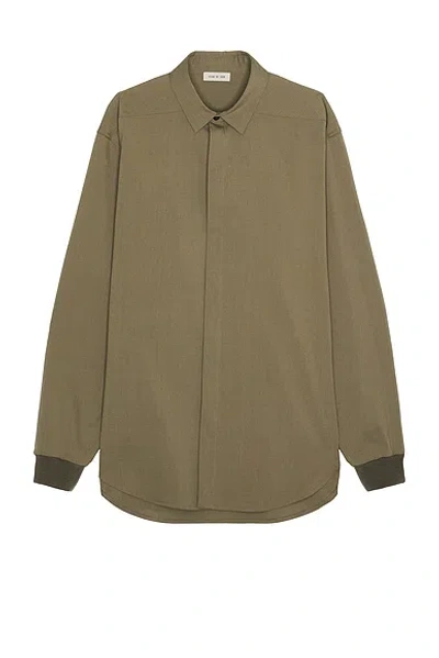 Fear Of God Half Placket Shirt In Olive