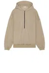 Fear Of God Beige Cotton Cashmere Fleece Half Zip Hoodie In Dusty Beige