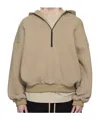 Fear Of God Beige Cotton Cashmere Fleece Half Zip Hoodie In Green