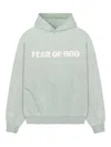 Fear Of God Heaven Distressed Logo-print Cotton-jersey Hoodie In Green