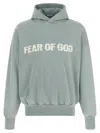 Fear Of God Heaven Distressed Logo-print Cotton-jersey Hoodie In Green