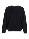 Fear Of God Henley Black Crewneck Sweater With Logo Patch On The Rear In Wool Man In Black