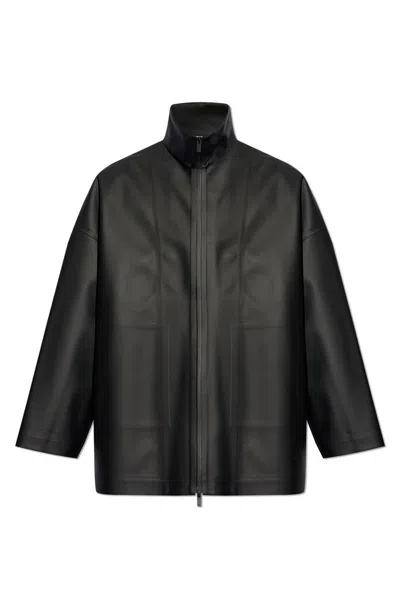 Fear Of God High-neck Faux-leather Jacket In Black