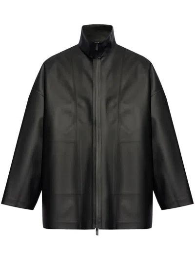 Fear Of God High-neck Faux-leather Jacket In Black