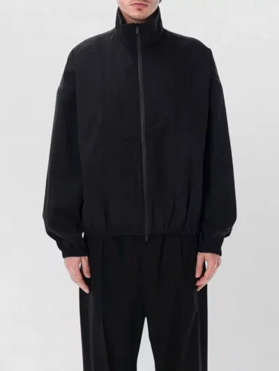 Fear Of God High Collar Track Jacket Elastic Hem In Black