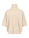 Fear Of God Turtleneck Sweater In Beige Virgin Wool Dropped Shoulders In Neutral