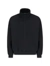 Fear Of God Oversized Cotton-blend Jersey Half-zip Sweatshirt In Black