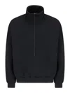 Fear Of God Oversized Cotton-blend Jersey Half-zip Sweatshirt In Black