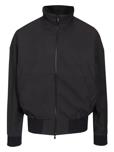 Fear Of God High-necked Jacket With Ribbed Cuffs And Hem In Blue