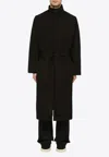 Fear Of God Black Wool Trench Coat With High Collar In Black