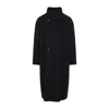 Fear Of God Long High Collar Button Detail Coat In Black
