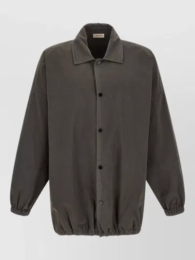 Fear Of God Hooded Cotton Windbreaker Jacket Elastic Cuffs Hem In Brown