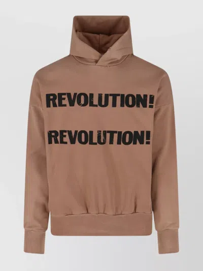 FEAR OF GOD HOODED SWEATSHIRT WITH GRAPHIC PRINT AND RIBBED CUFFS