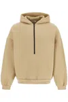 Fear Of God Tan Fleece Half Zip Mockneck Sweatshirt In Beige