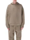 Fear Of God Relaxed Fit Dusty Beige Hoodie With Embossed Logo In Dusty Beige
